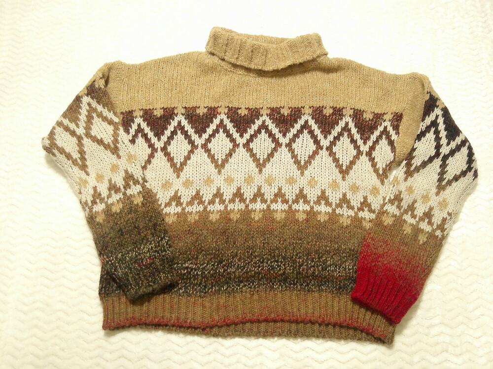 Elsamanda Turtleneck Sweater Size Large Geometric Pattern Made In Italy NWOT